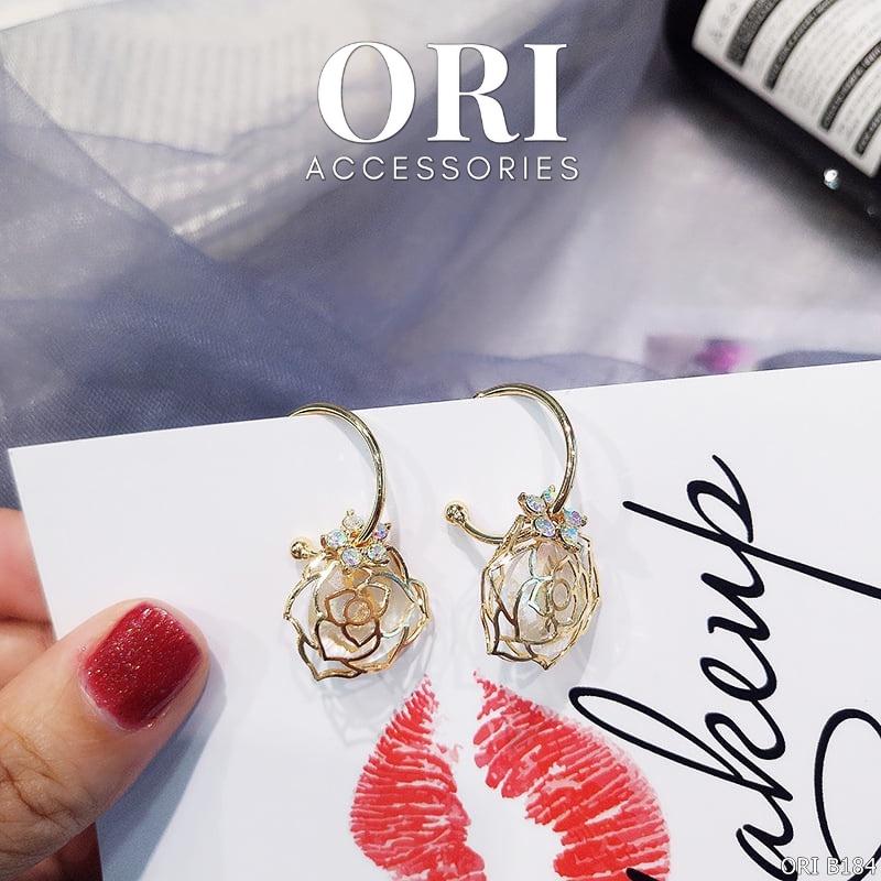 Bông tai nữ Hoa hồng Rosa thời trang sang trọng ORI ACCESSORIES B184