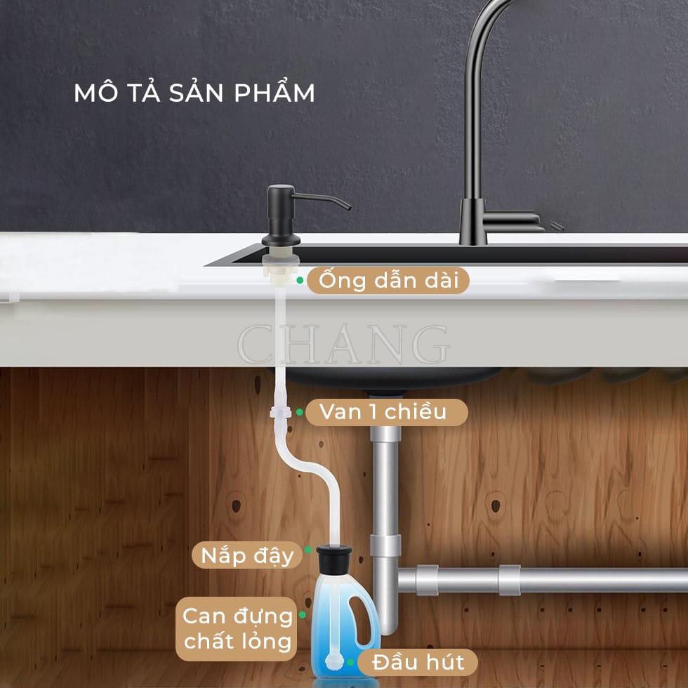 Bộ Đầu Bơm Hút Dầu Rửa Bát, Vòi Hút Xà Bông Nước Rửa Chén Tiện Lợi Có Ống silicon Dài 1.2 Mét