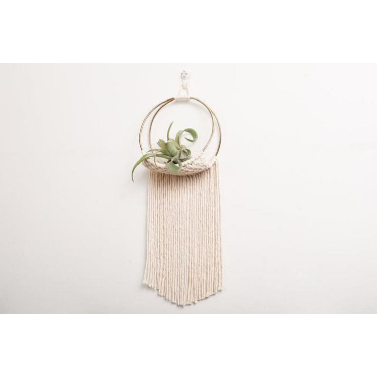 Giỏ treo trang trí lẵng hoa giỏ treo cây không khi khung tròn tết dây thủ công macrame