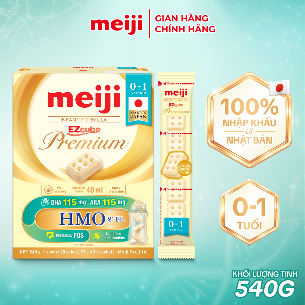 Sản phẩm dinh dưỡng công thức Meiji Infant Formula Ezcube Premium 540g
