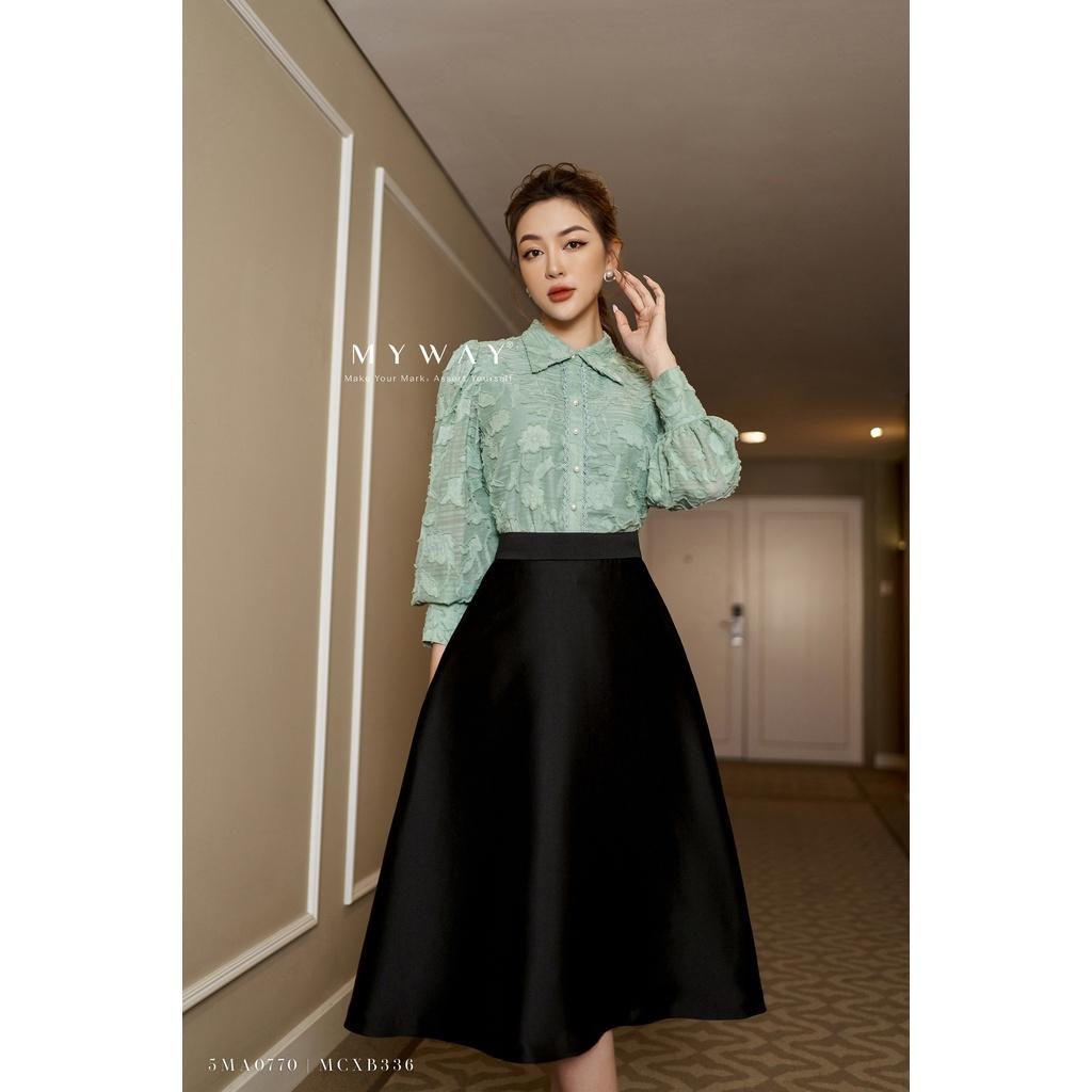 Áo Sơ Mi Nữ Dài Tay MY WAY Công Sở Họa Tiết Nổi Sang Trọng 5ma0770