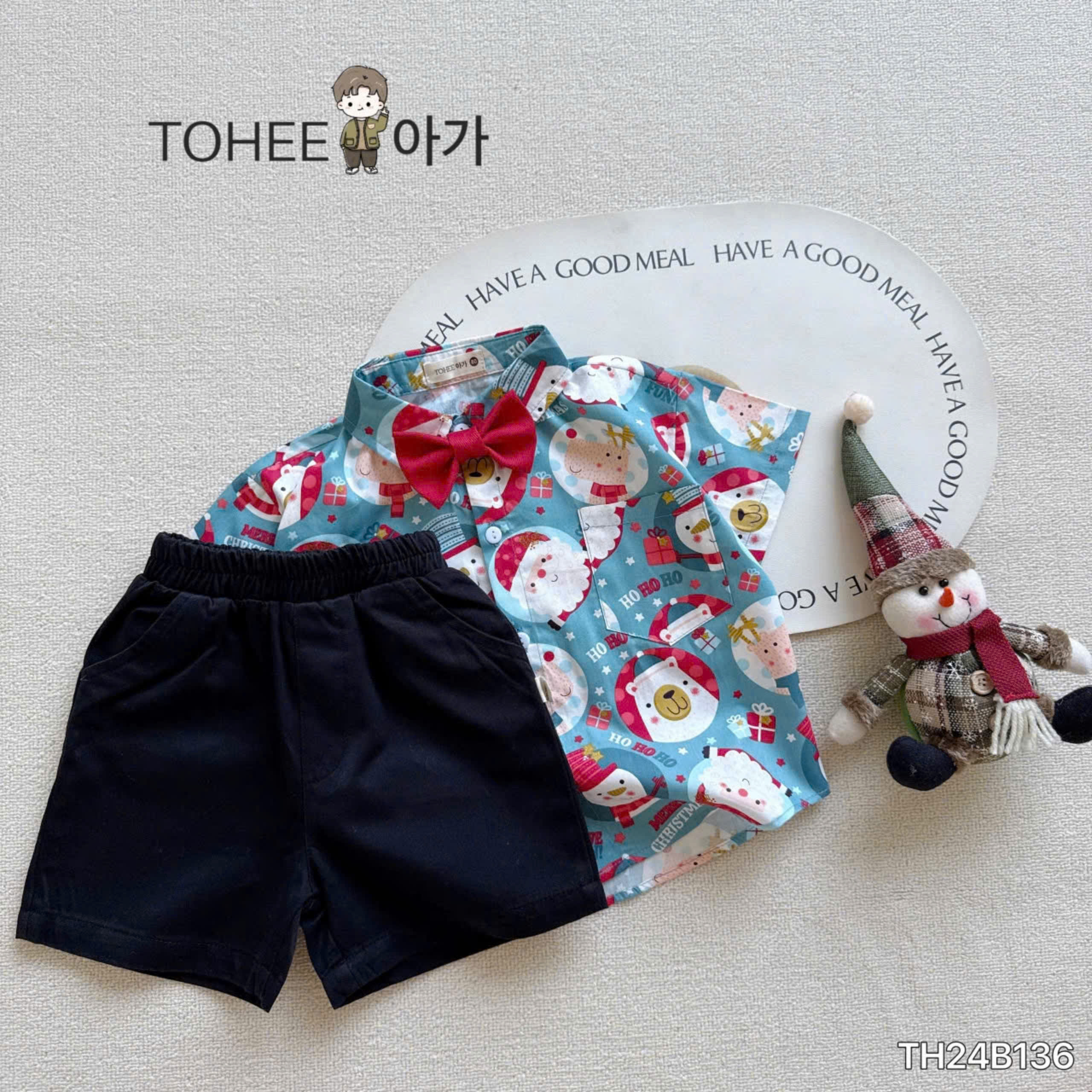Set bộ cho bé trai áo sơ mi họa noel giáng sinh đi chơi dự tiệc đẹp từ 5-35kg chất kate mềm mát