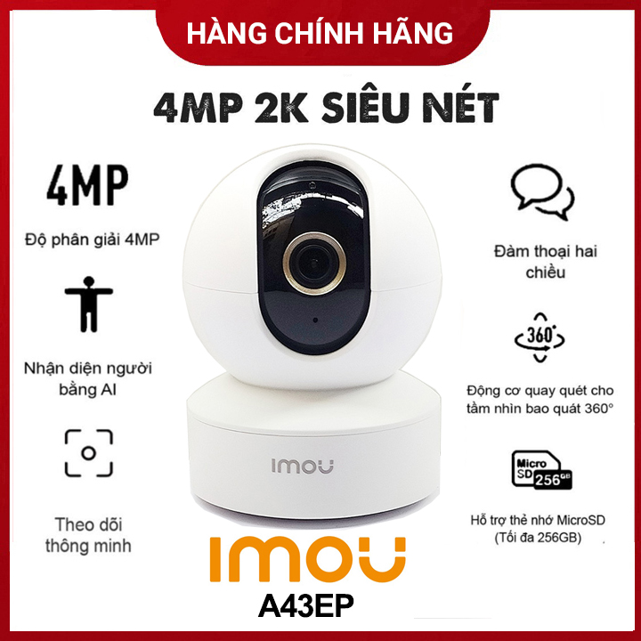 Camera Wifi IMOU Ranger S2 (A43EP) - 2K - Mẫu mới 2023,Xoay 360 độ,Đàm thoại 2 chiều ,Tích hợp míc và loa, Còi Hú Báo Động - Bảo Hành 24 Tháng