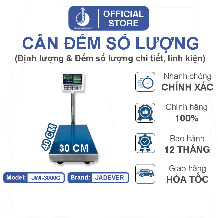Cân Đếm Số Lượng JWI-3000C - Mặt Bàn Cân 300x400MM