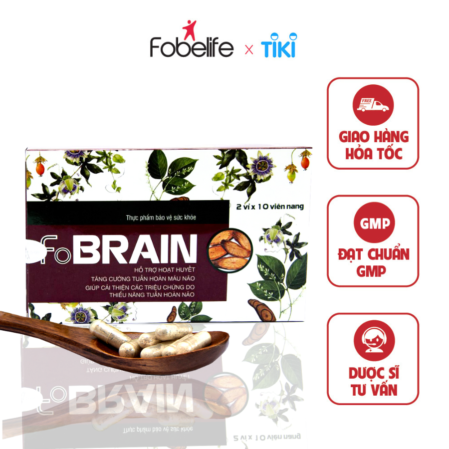 Viên Uống Giảm Rối Loạn Tiền Đình Giảm Đau Đầu Hoa Mắt Chóng Mặt FoBrain - Hộp 20 viên