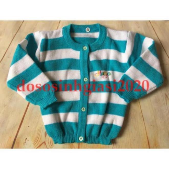 Áo khoác len cúc giữa sọc cho bé sơ sinh đến 9kg