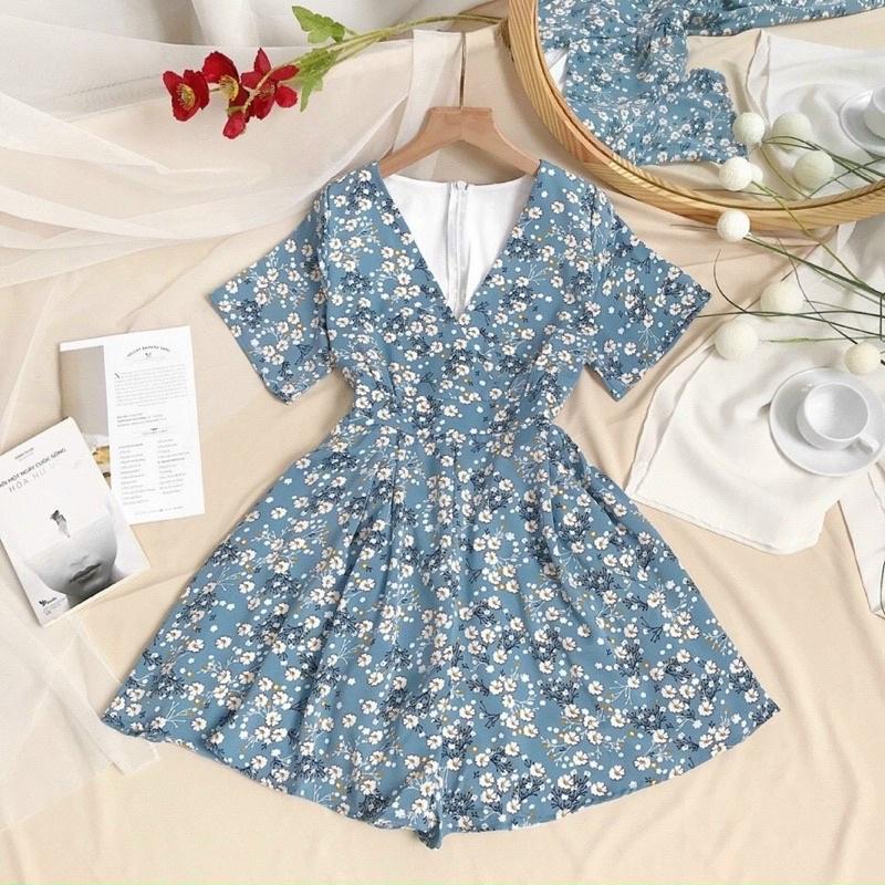 JUMPSUIT HOA CỔ V