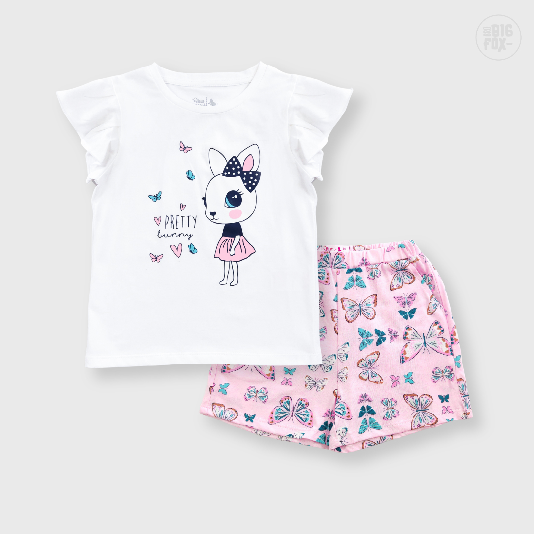 Bộ Bé Gái Miss Meow Bộ Cộc Tay Cho Bé Mùa Hè Chất Cotton In Hình Thỏ Pretty, Size 3,4,5,6,7,8,9,10,11 Tuổi