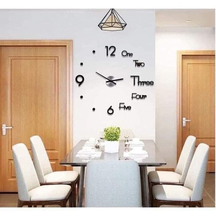 Bộ dán tường đồng hồ thiết kế 3D
