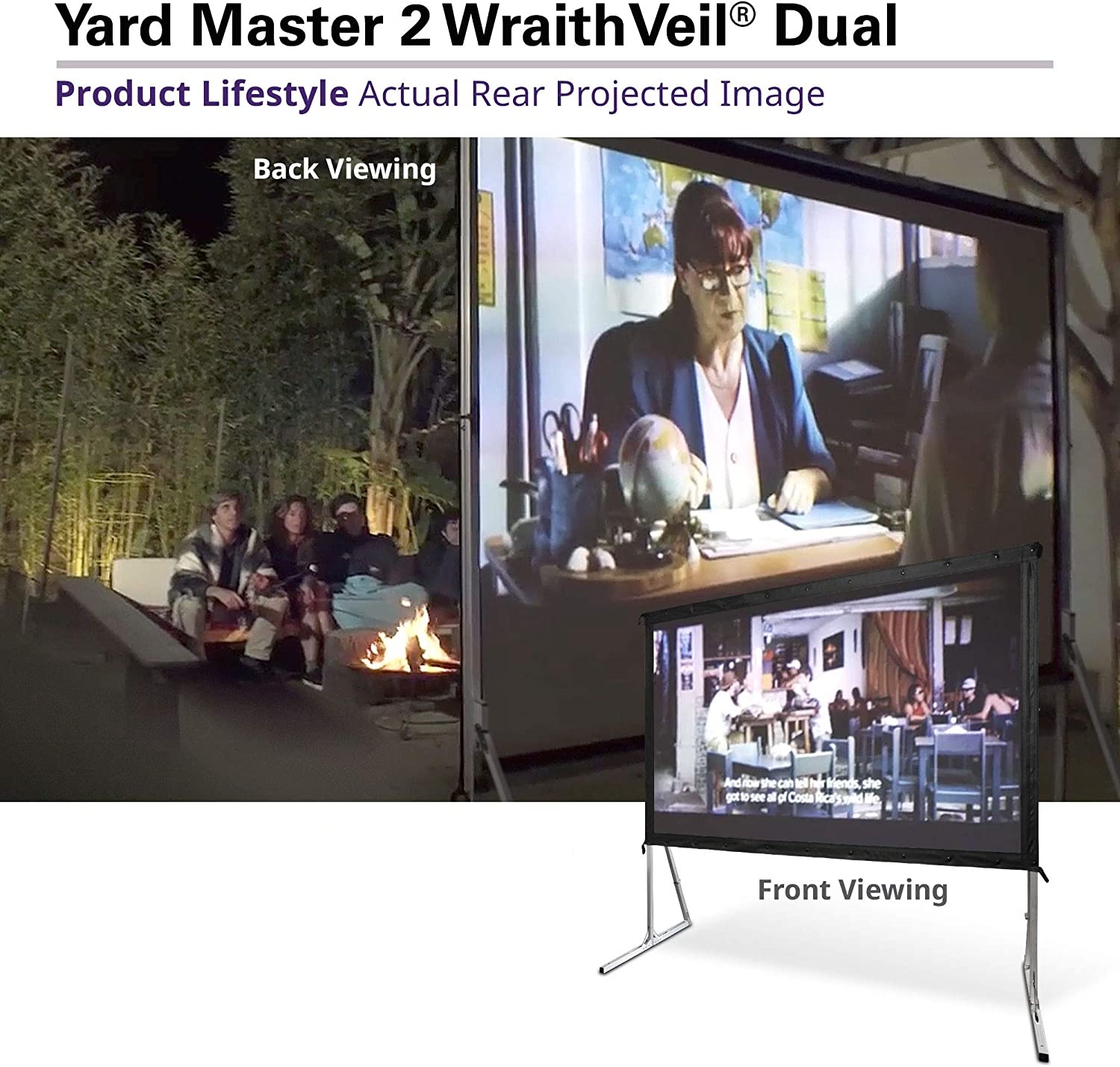Màn Chiếu Elite Screens Dòng Yard Master 2 Dual (chiếu 2 mặt), 100 inch Tỷ lệ Khung Hình 16:9 (Vùng hiển thị 124.5 x 220.1 cm) 0.8 Gain (OMS100H2-DUAL) – Hàng Chính Hãng