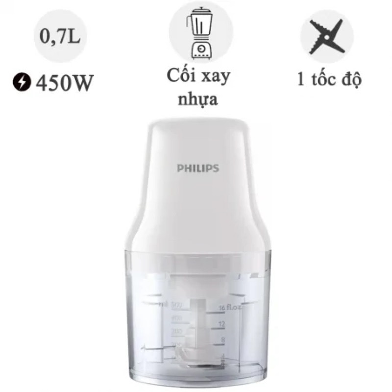 Máy xay thịt Philips HR1393 - Công Suất 450W - Xay Thịt Làm Ruốc, Hàng Chính Hãng