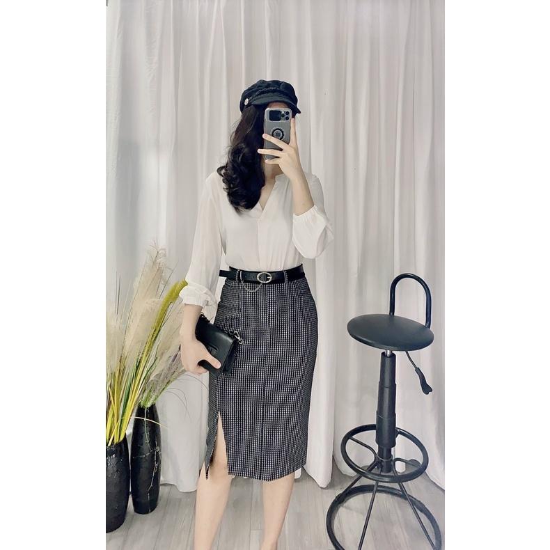 Chân váy dạ ôm - công sở - chất co giãn - kèm đai