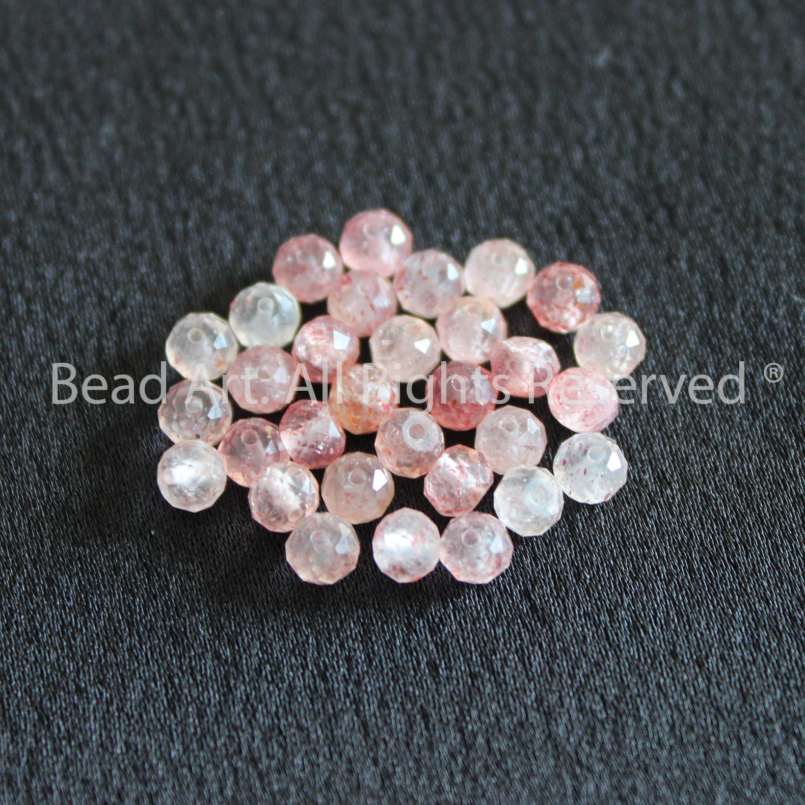 [5 Hạt/10 Hạt] 4x3MM Thạch Anh Dâu Tây Hồng Tự Nhiên, Strawberry Quartz, Mệnh Hoả, Thổ, Phối Vòng Tay Phong Thuỷ, Chuỗi Hạt - Bead Art