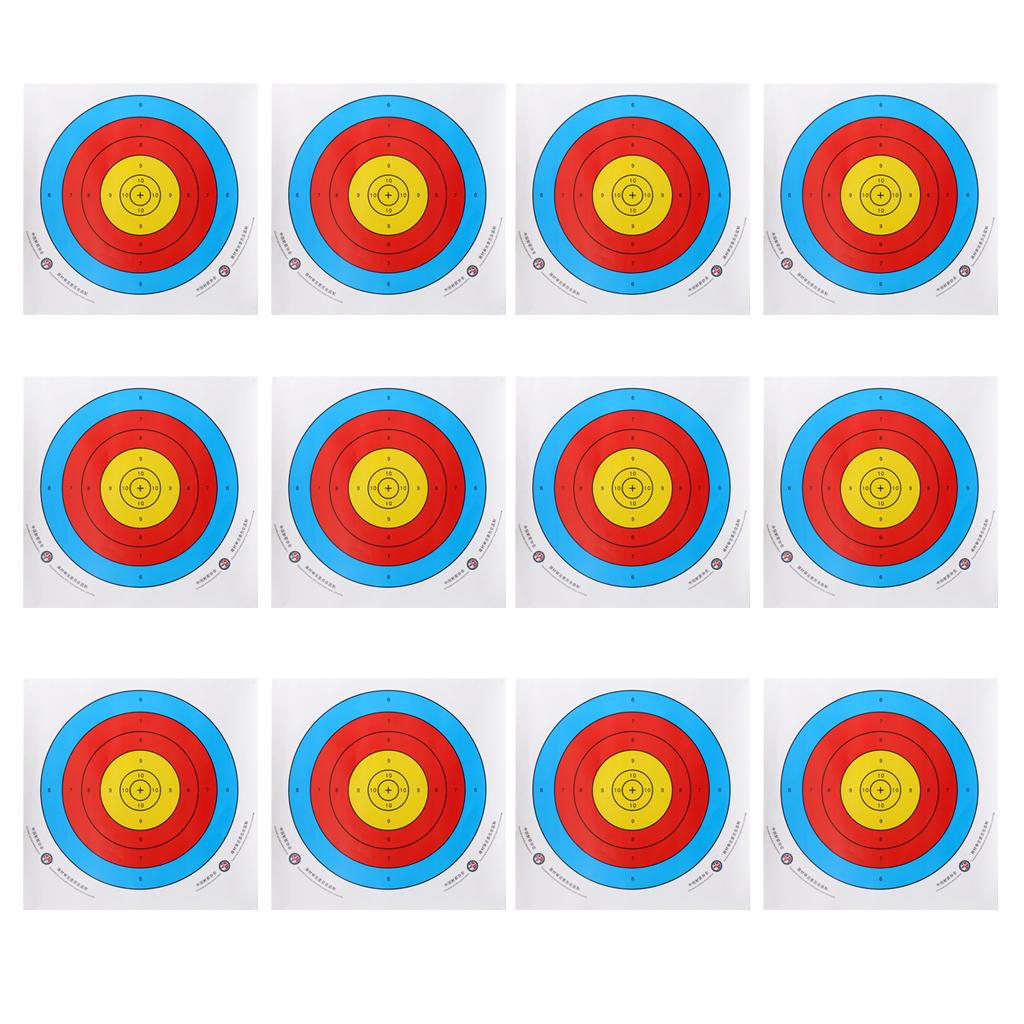 12 Pieces durable Archery Target Paper for Recurve Bow Longbow 43x43cm