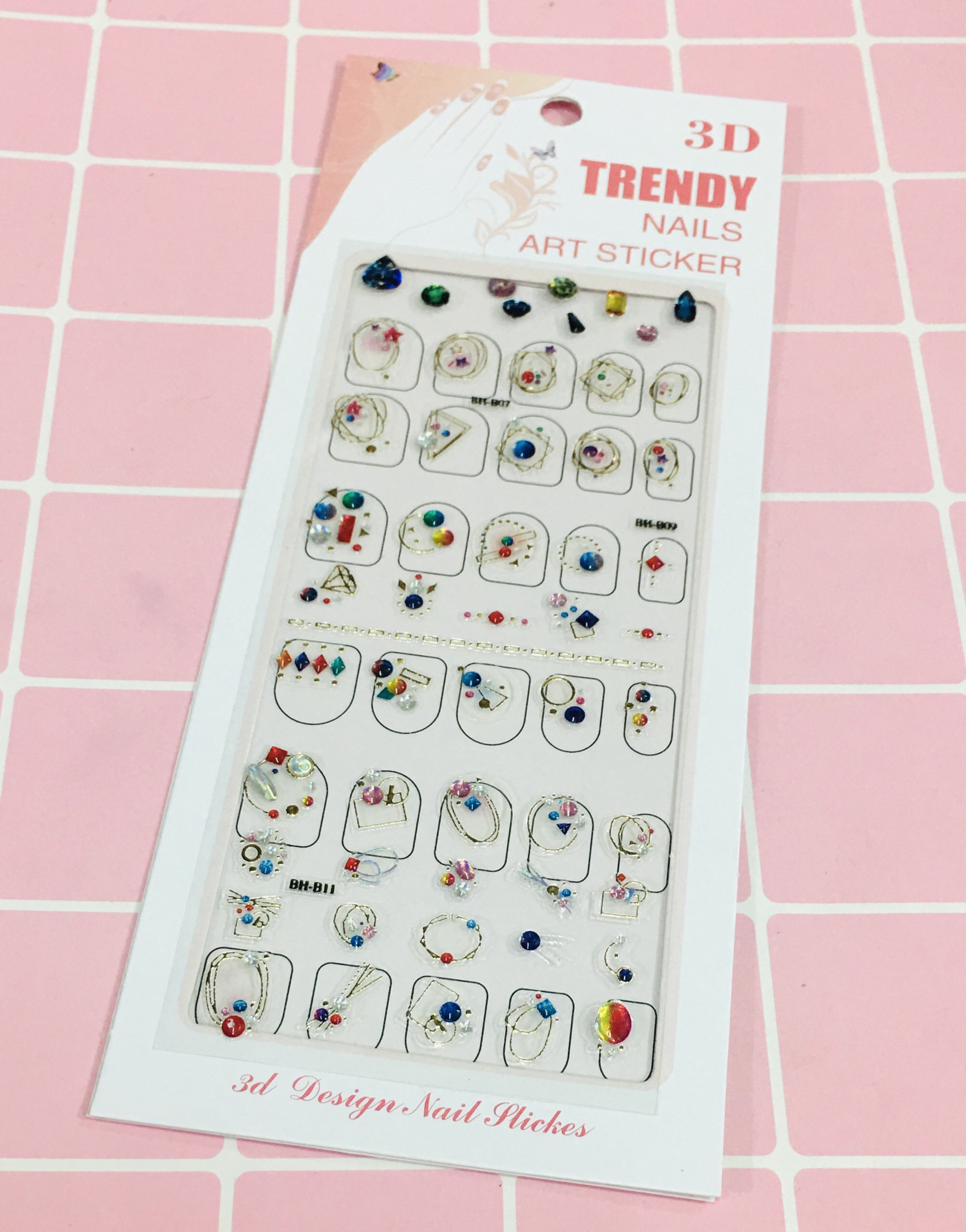 Set 5 bảng Dán trang trí móng tay 3D Trendy sang chảnh