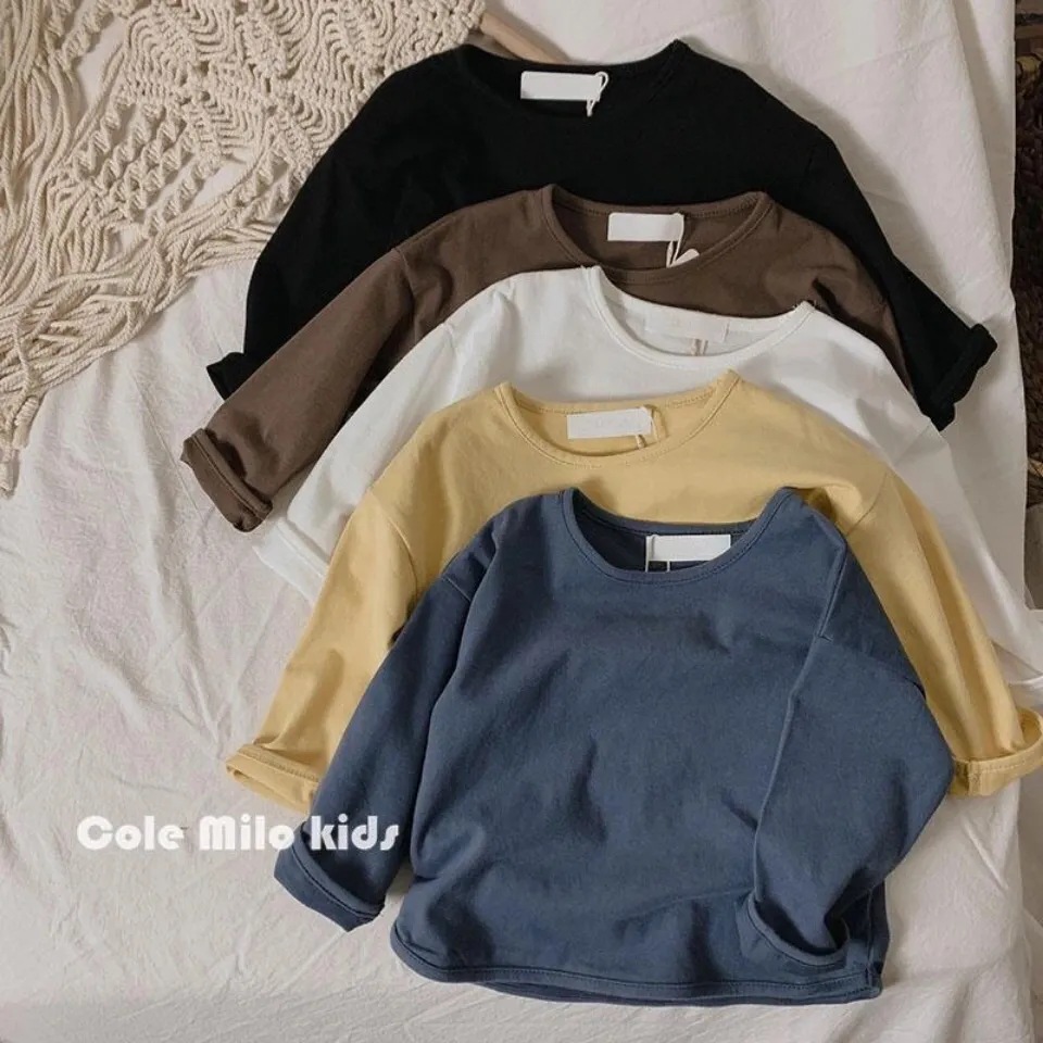 Áo thu đông coton dài tay phong cách hàn quốc cho bé trai và bé gái
