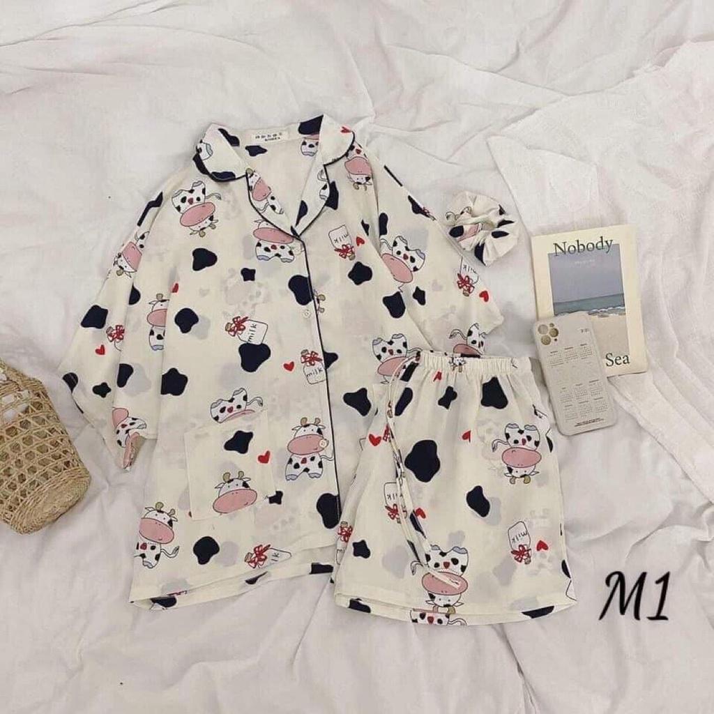 Bộ Pijama Ngắn Tay - Bộ Ngủ Ulzzang Hoạt Hình (Quần Đùi, Áo cộc