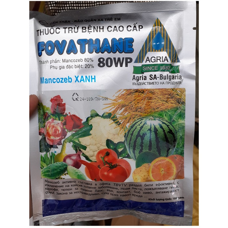 THUỐC TRỪ BỆNH CAO CẤP FOVATHANE MANCOZEB XANH 100G