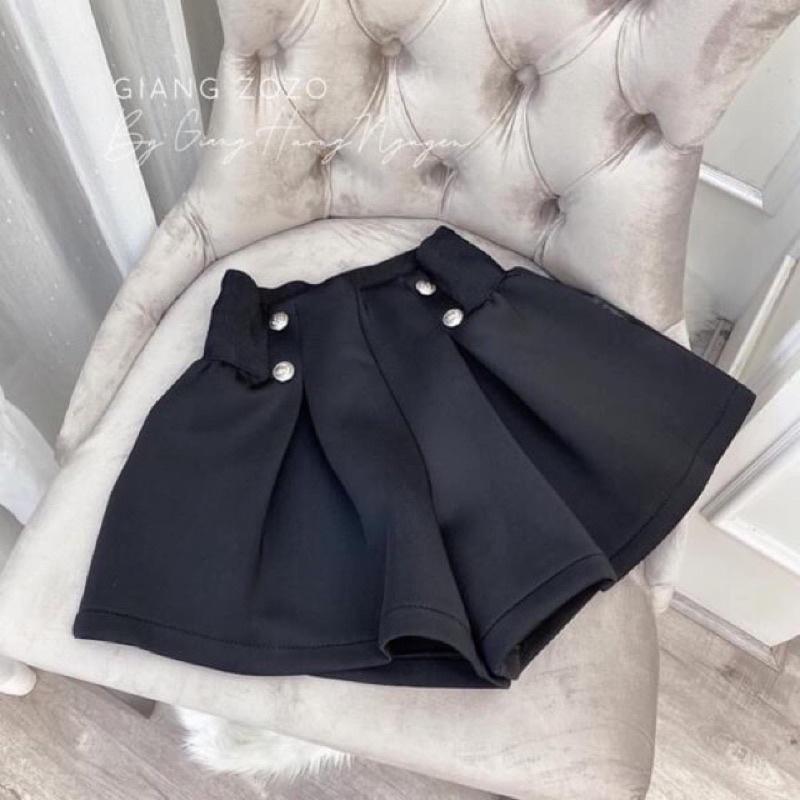 Quần xốp phồng quảng châu,quần chất xốp phồng.quần short nữ 4 khuy 2 màu đen trăng