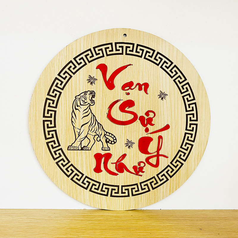 Chữ Vạn Sự Như Ý Thư Pháp - Bảng Gỗ Decor - Trang Trí Nhà Cửa - Tết