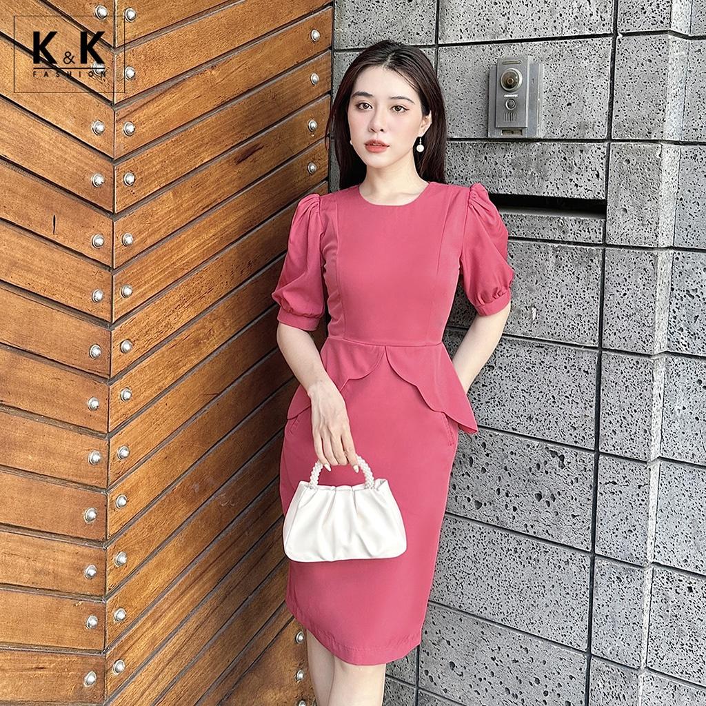 Đầm Peplum Công Sở Dáng Ôm Tay Lỡ K&amp;K Fashion KK120-13 Chất Liệu Cotton Lạnh