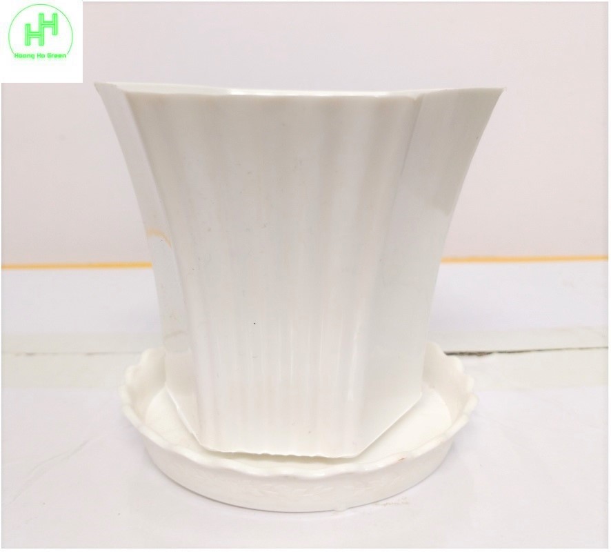 Combo Chậu nhựa Lục giác Sen đá 100x80x60 + đĩa lót chậu 85x10 , trồng cây mini, xương rồng, cây để bàn, sen đá