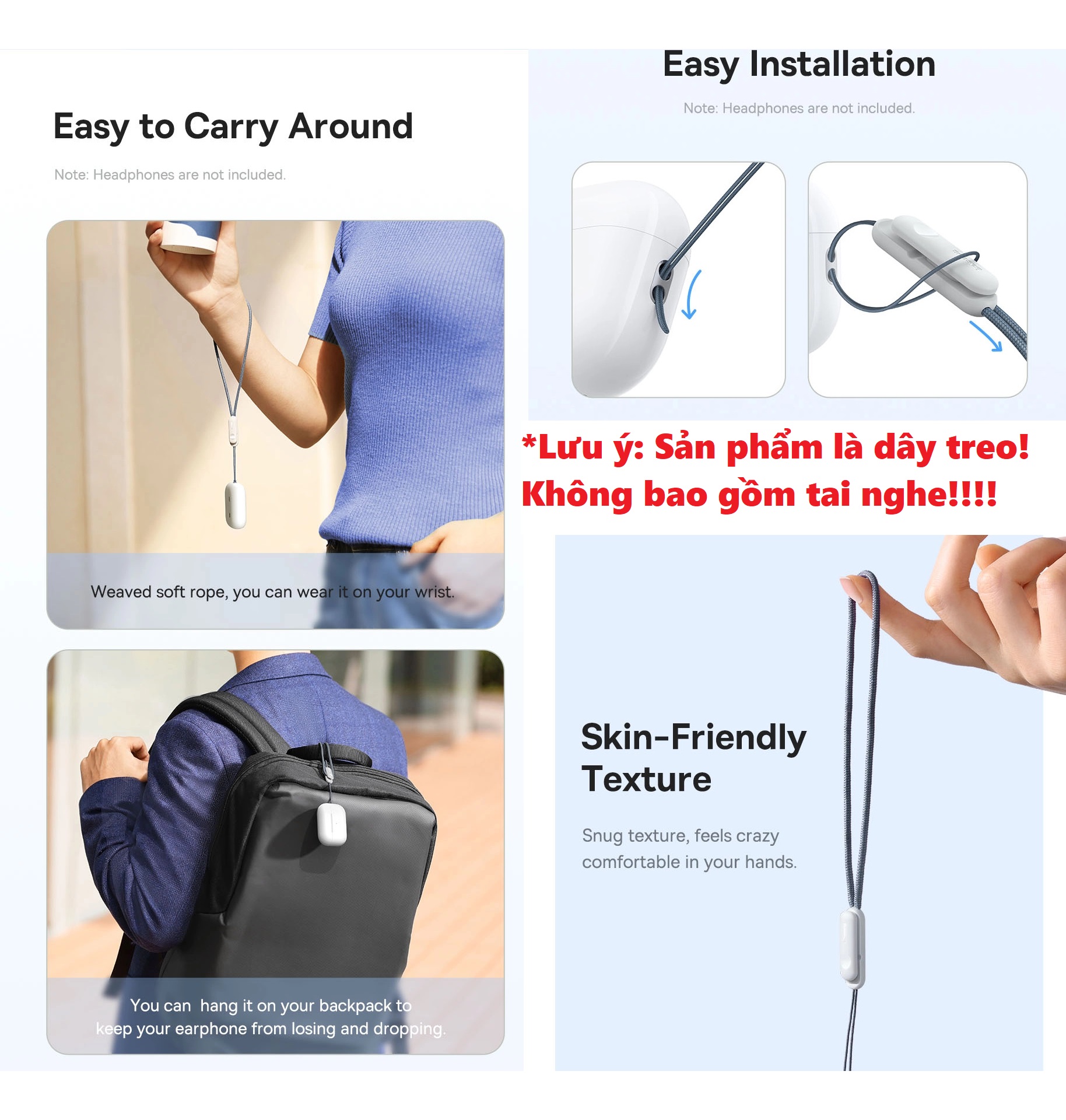 Dây treo tai nghe dây treo hộp tai nghe không dây tiện lợi Baseus Crystal Series Earphone Lanyard _ hàng chính hãng