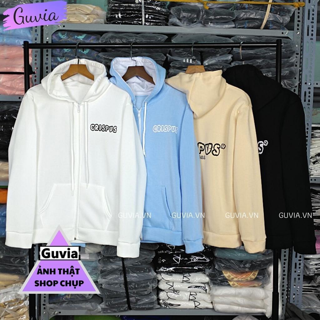 Áo khoác nỉ ️ Hoodie Dây Kéo SENTI Ulzzang form rộng Unisex bông 2 lớp trẻ trung - CRISPUS Đen &lt;58Kg