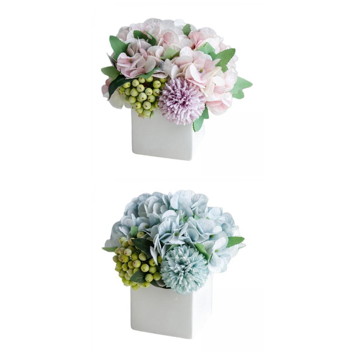 2x Artificial Silk Flowers Hydrangea Flower Arrangements for Decoration