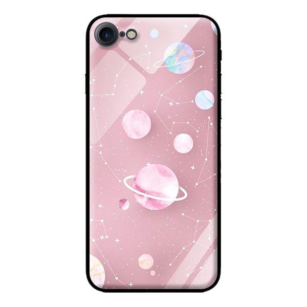 Ốp kính cường lực cho iPhone 7 Họa Tiết Nền Hồng - Hàng chính hãng