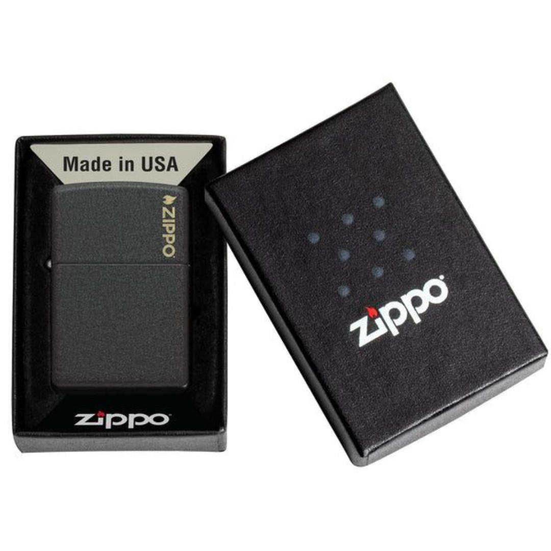 Bật Lửa Zippo Classic Black Crackle Chính Hãng – Zippo Regular Standard Đen Nhám Logo Khắc Laser – Chống Gió Mỹ