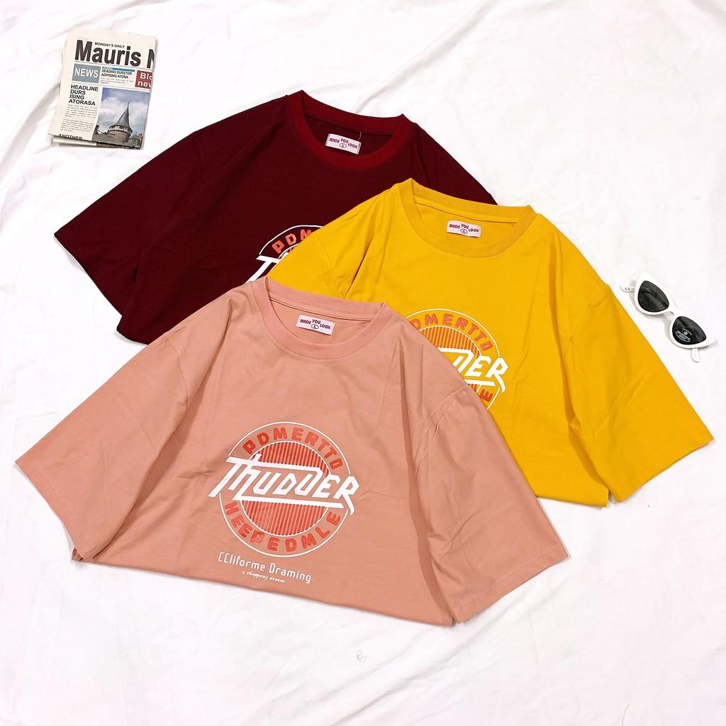 Áo thun tay lỡ THUDUER phông Unisex nam nữ tee oversize form rộng pull Ulzzang Streetwear Hàn Quốc vải mềm