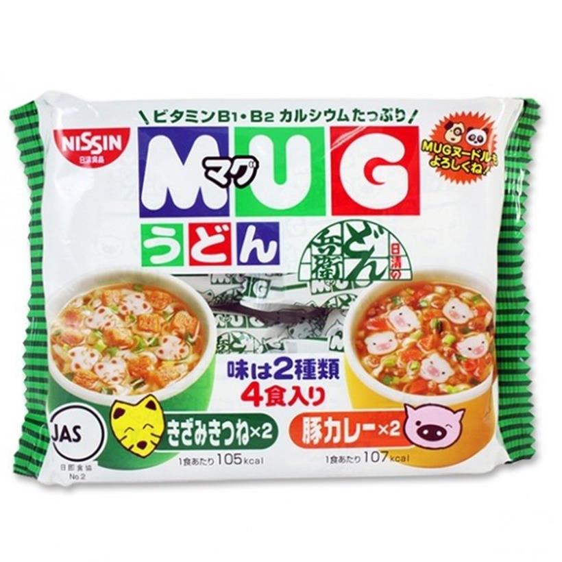 Mì Nissin MUG 96g (4 Gói nhỏ bên trong, 2 hương vị) - Nhập khẩu Nhật Bản