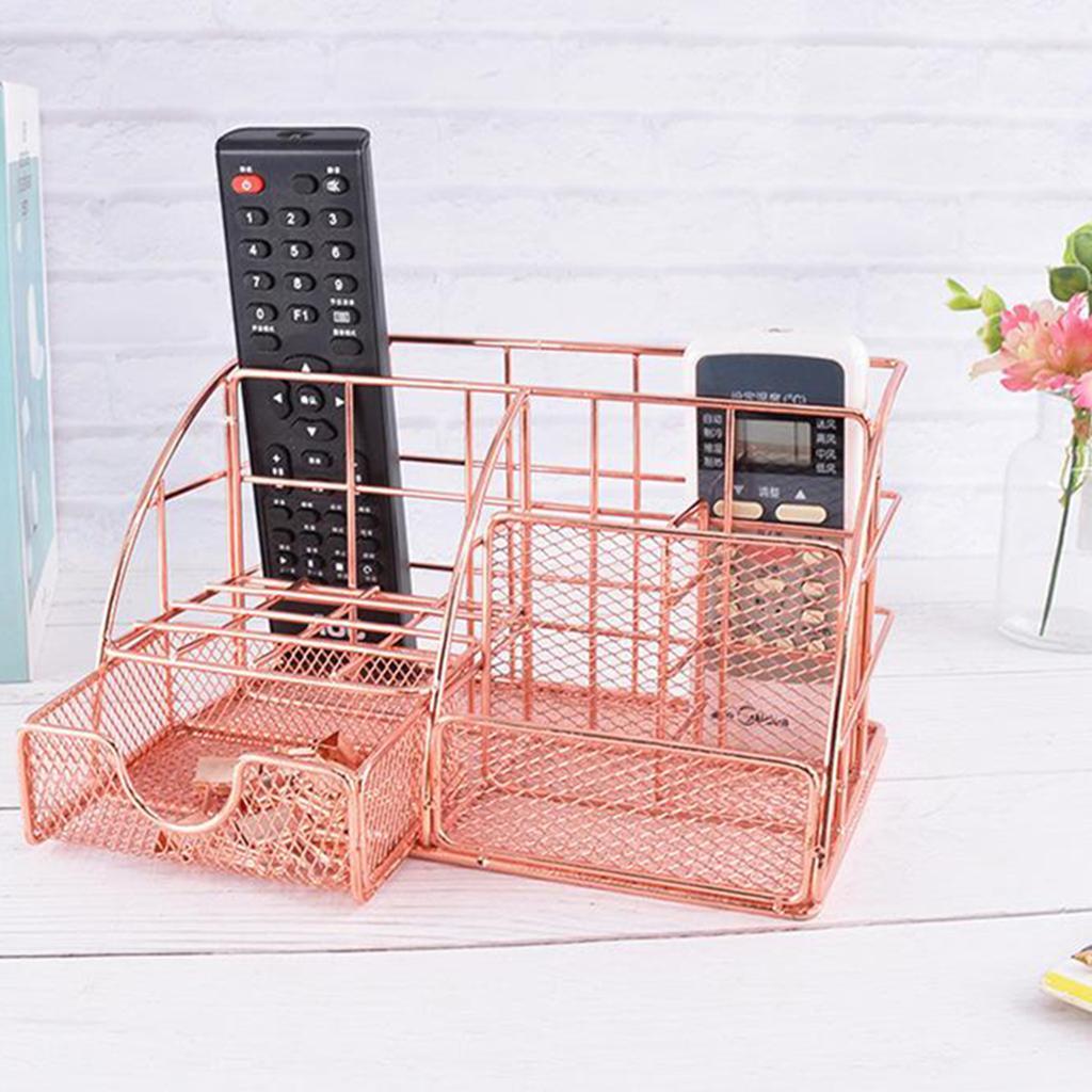 Mesh Desk Organizer Supplies with Drawer Home Pen Holder Storage