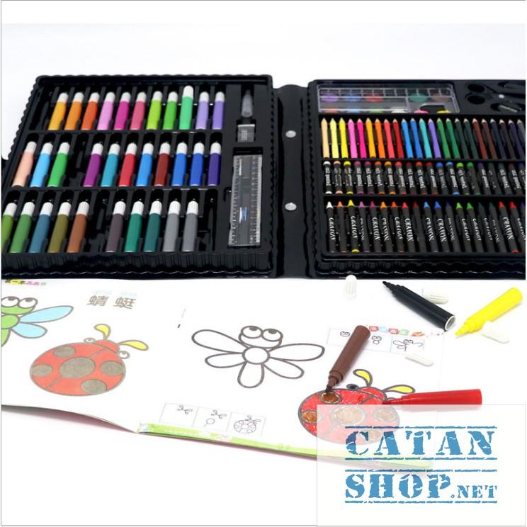 Hộp bút màu 150 chi tiết cho bé, bộ tô màu, quà tặng bút chì màu cho bé BB49-Mau150