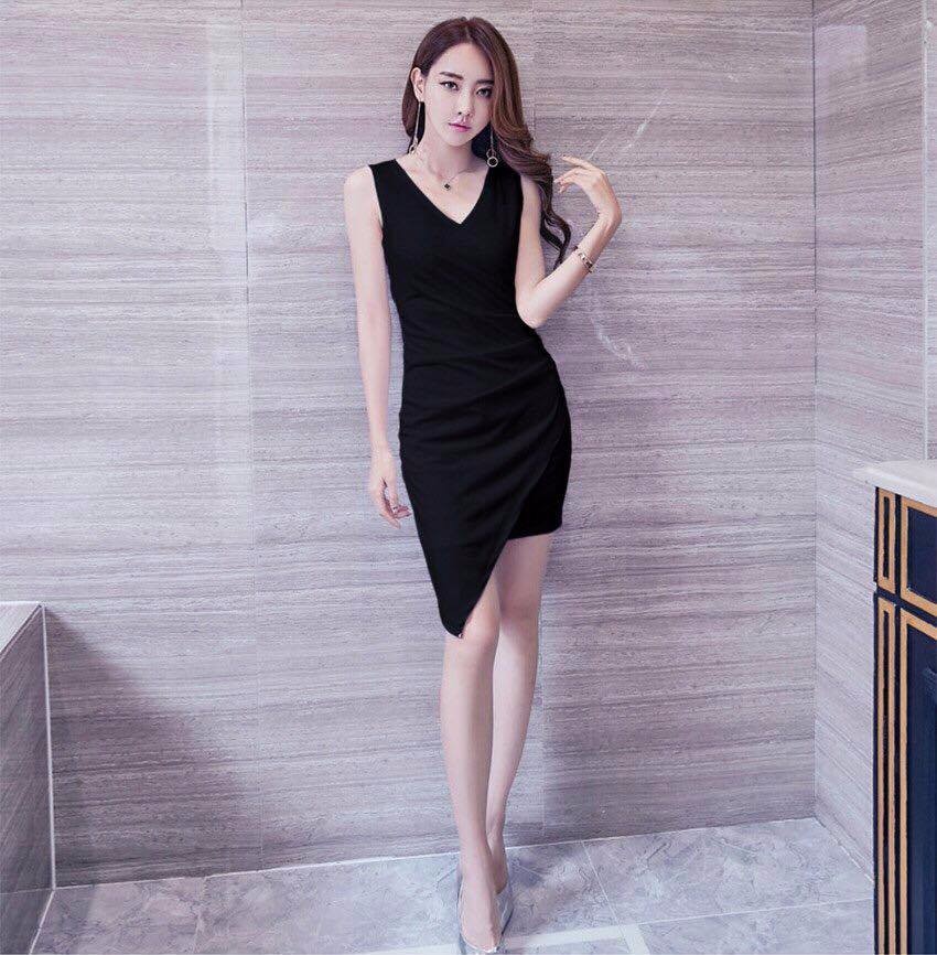 Đầm Ôm Tà Lệch Quyến Rũ chất Cát Hàn dày dặn,co giãn thoáng mát. Thích cho Chị/Em công sở,đi chơi,đi tiệc