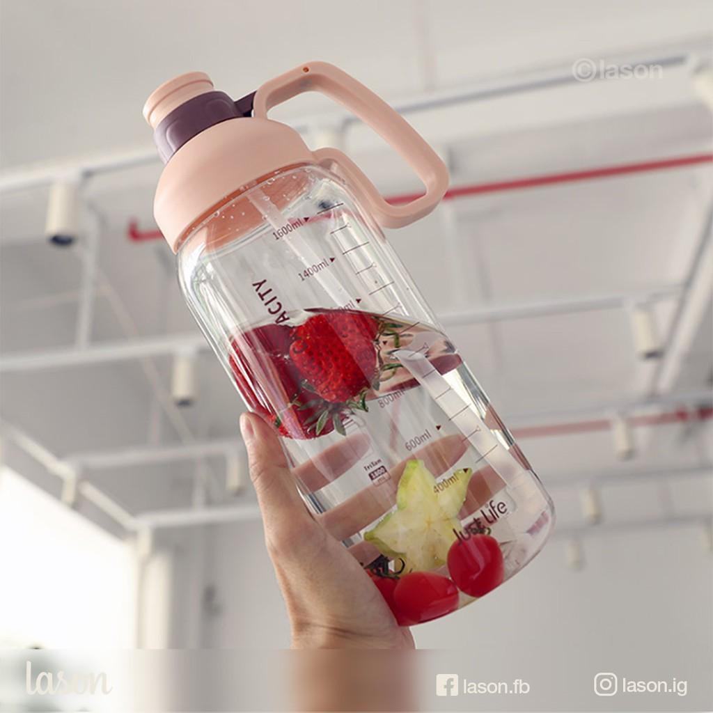 Bình Nước, Bình Đựng Nước Tập Gym, Detox 1800ml Nhựa TRITAN Cao Cấp Có Ống Hút