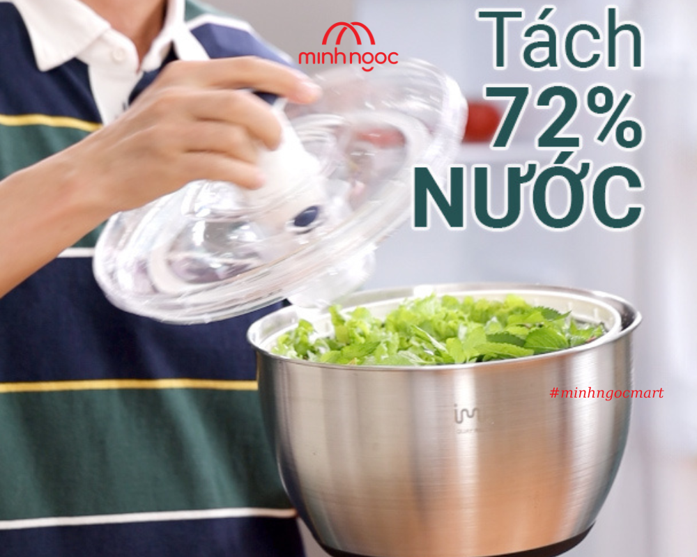 [Chính hãng iMAT] Rổ Quay Vắt Rau IMAT Tách Nước Nhanh, Dễ Dùng, Chất Liệu Inox 304, Nhựa PP Cao Cấp