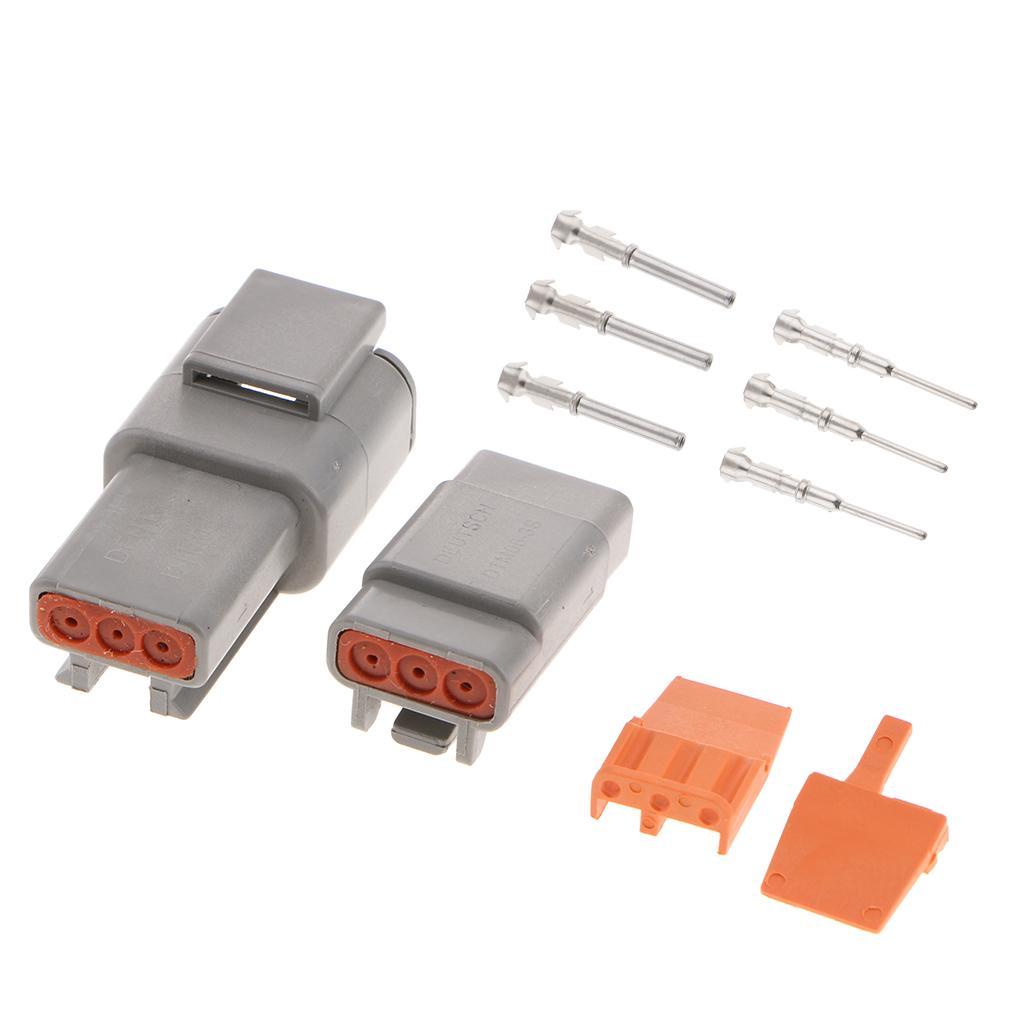1 Set 3Pins Way Sealed Waterproof Electrical Wire Connector  Terminals