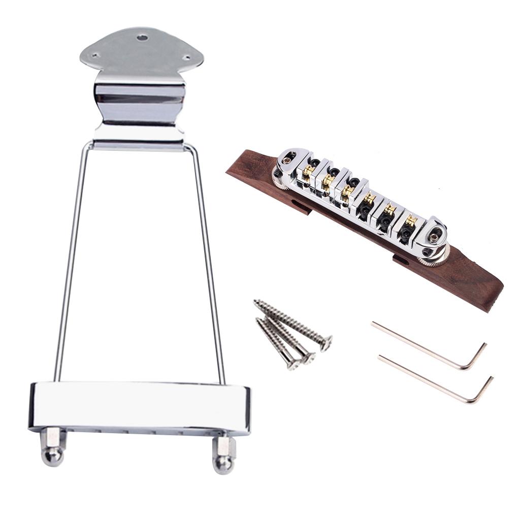 6 String Archtop Jazz Guitar Tailpiece Rosewood Bridge Screws Wrenches Set