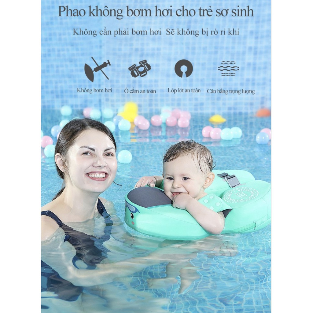 Phao bơi cho bé phao bơi chống lật phao tập bơi không bơm hơi cho bé từ 8 tháng tuổi 1 2 3 tuổi