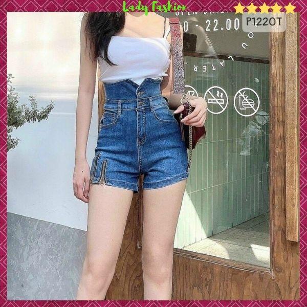 Quần Short Jean Nữ Lưng Cao Quần Sọt Ngố Nữ chất bò cao cấp co giãn nhẹ thời trang Lady Fashion - QSJN5021