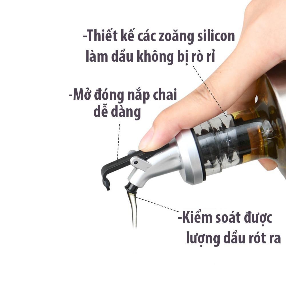 Chai rót dầu ăn, nước tương thuỷ tinh bọc inox cao cấp 200/300/500ml