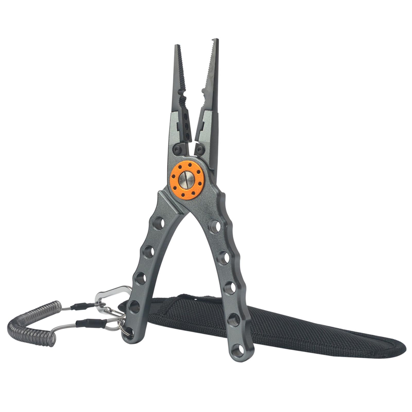 Aluminum Alloy Fishing Pliers Lightweight Fishing Tackle Pliers Braid Cutters, Equipped with Sheath and Lanyard