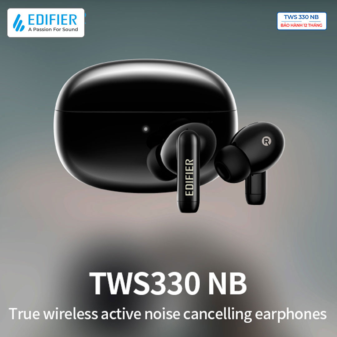 Tai nghe bluetooth Edifier TWS 330 NB Đàm thoại khử ồn ENC Chống ồn chủ động mức cao - Hàng chính hãng