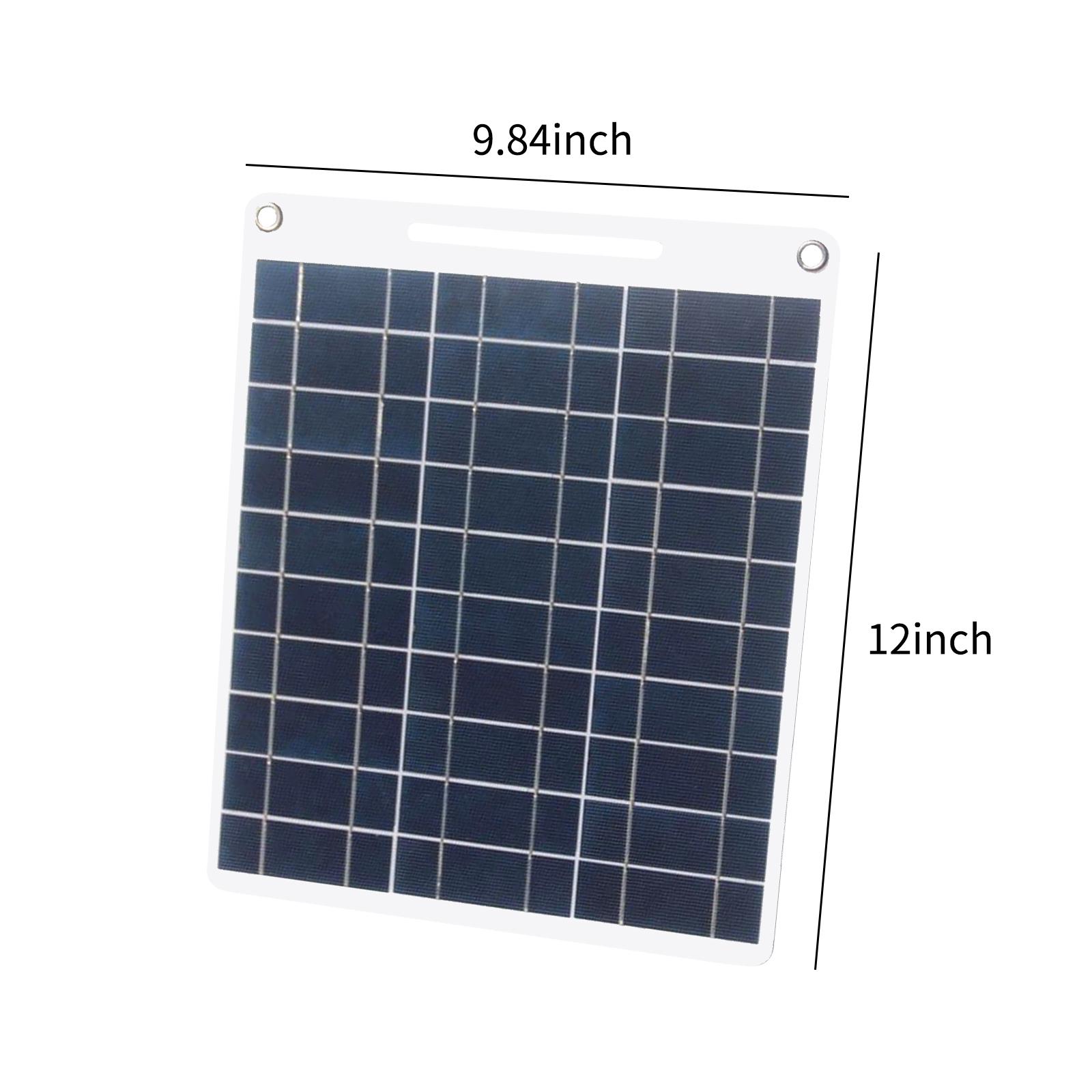 13W 5V Solar Panel with Dual USB Port 2PCS Carabiner Polycrystalline Silicon Solar Cell for Outdoor Camping and Hiking
