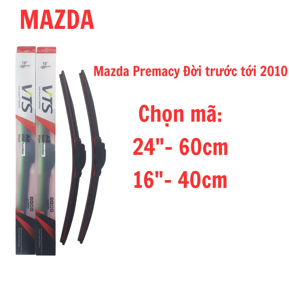 Cần gạt mưa VTS A8 lưỡi Silicone loại thanh mềm dành cho xe Mazda CX 5, CX 9, Mazda 3, Mazda 6