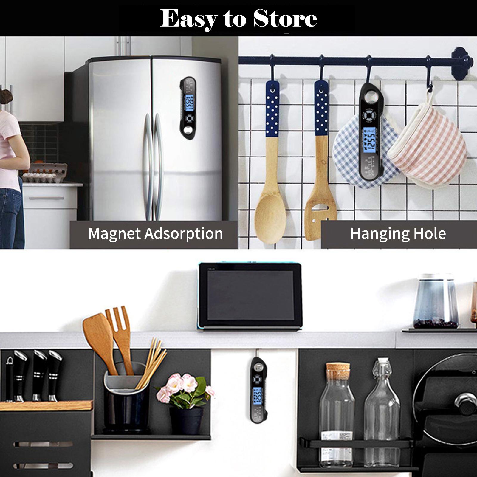Nhiệt Kế Đo Nhiệt Độ Thịt Kỹ Thuật Số Đầu Dò Kép 2 Trong 1 Với Chức Năng Báo Động Kèm Dụng Cụ Mở Chai