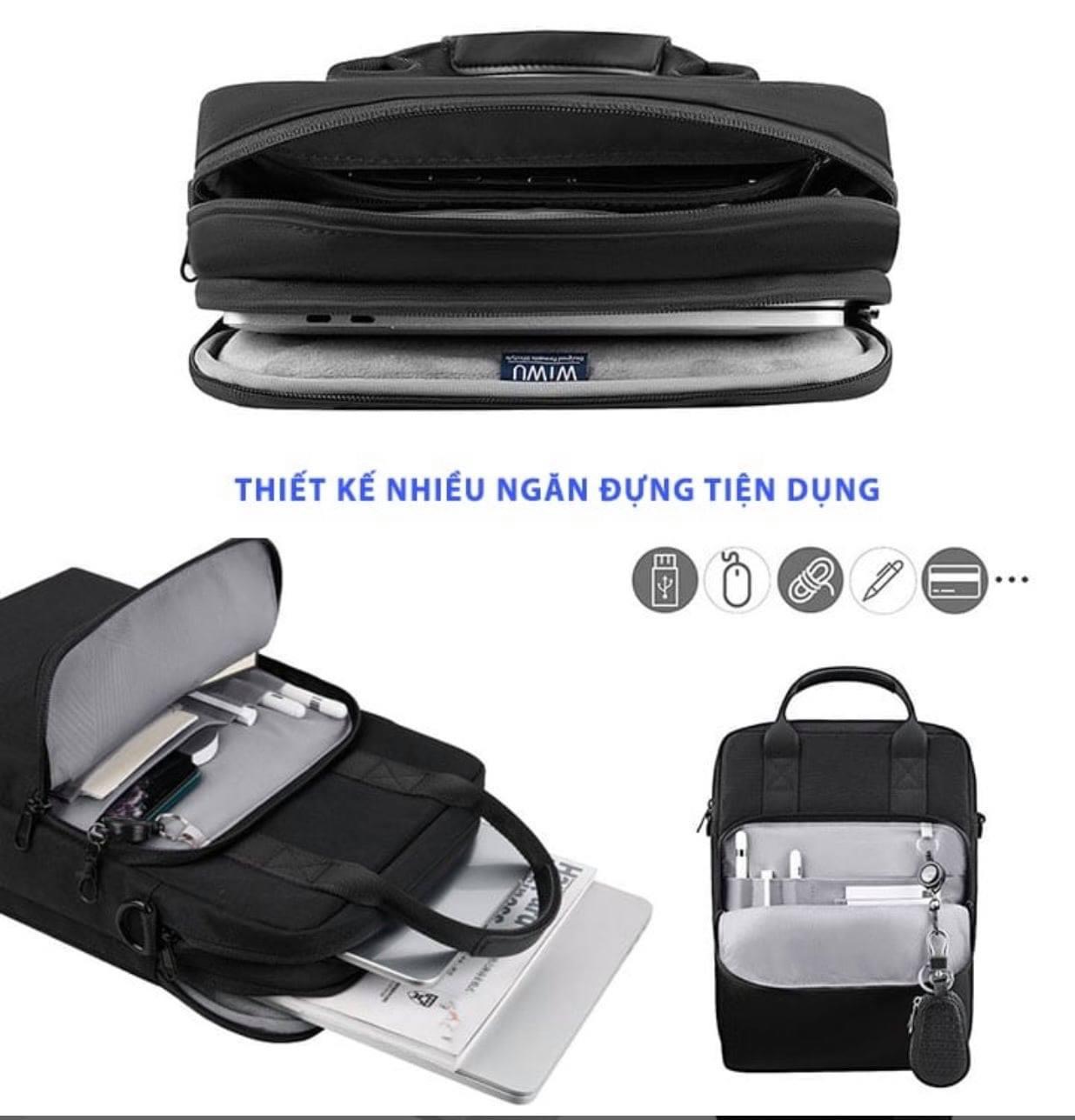 Túi Đeo Dọc Wiwu Alpha Vertical Double Layer Bag 12.9 inch/13.3 inch Cho Laptop, Macbook - Hàng Chính Hãng