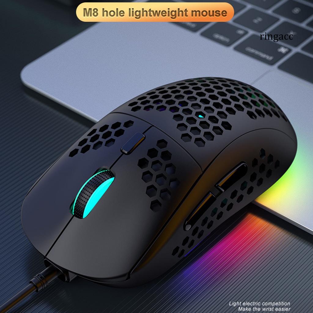 Chuột Chơi Game M8 6400 Dpi Thiết Kế Tổ Ong Gọn Nhẹ Linh Hoạt Cho Máy Tính